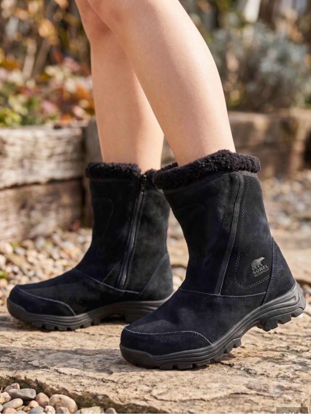 SOREL Waterfall Boots in Black size 7.5 Winter Waterproof Suede Insulated